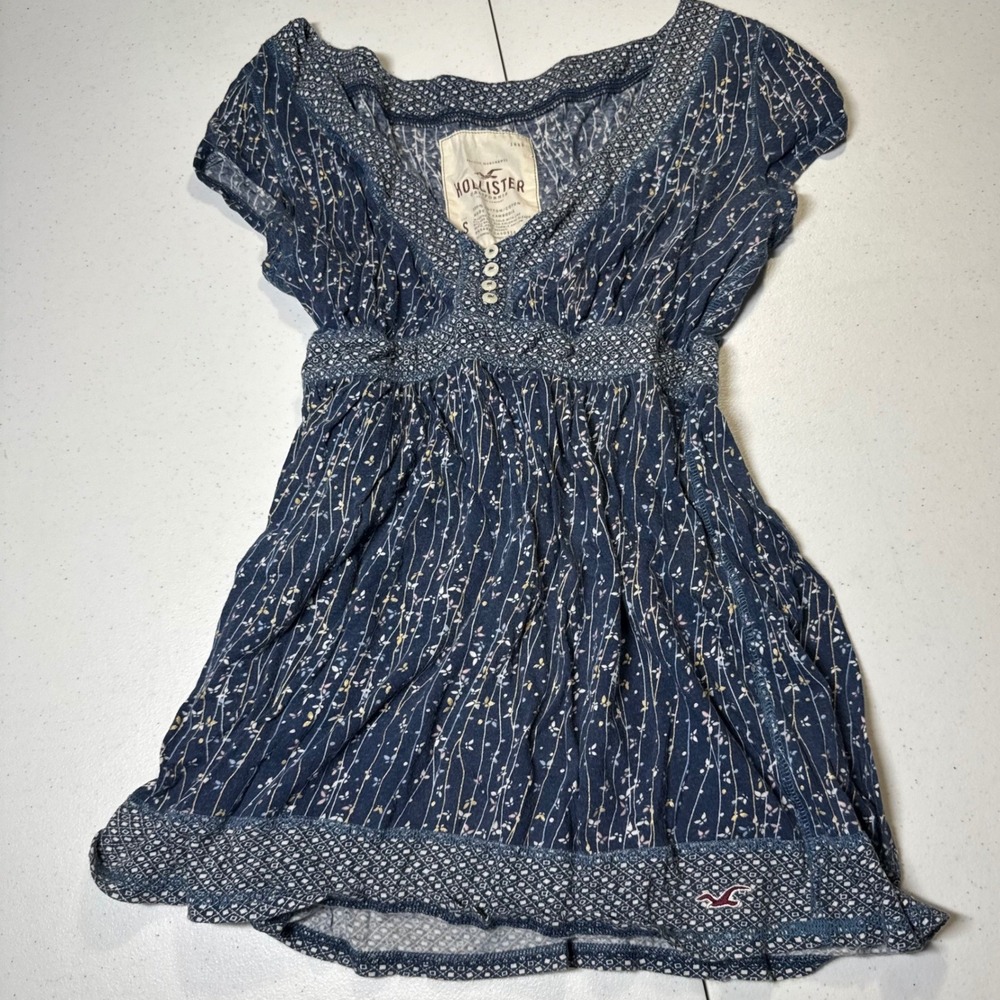 Rare Vintage 2000s Y2k Babydoll Hollister Cottagecore Boho Small Floral Top 00s